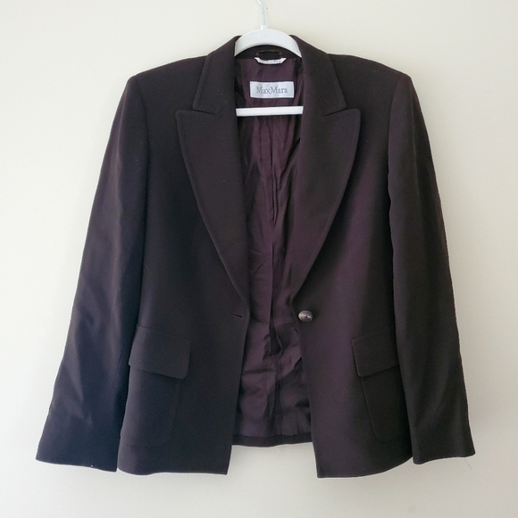 Max Mara Blazer Womens Sz 10 Brown 100% Virgin Wool Single Breasted Pockets - Picture 7 of 8